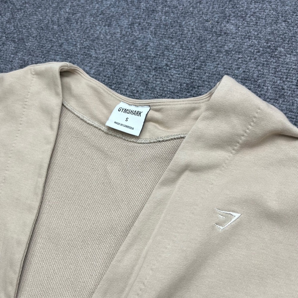 Gymshark Athleisure Loungewear Open Front Tan French Terry Cardigan GLJK5560